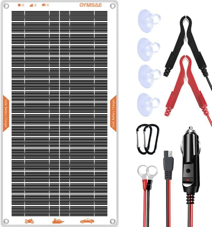 JOYSAE White 10W Solar Car Battery Charger Portable 12V Trickle Battery Charger & Maintainer Waterproof Solar Panel for Car Boat Automotive RV - Image 1